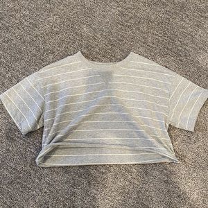 Forever 21 cropped gray striped tee